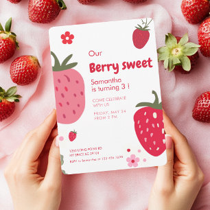 Berry Sweet Geburtstag mit Strawberry Einladung