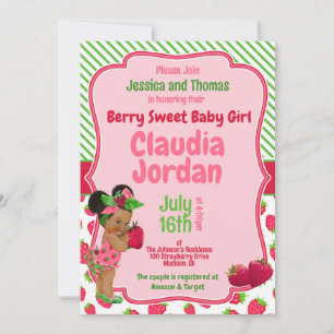 Berry Sweet Girl Strawberry Baby Shower Einladung