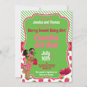 Berry Sweet Girl Strawberry Baby Shower Einladung