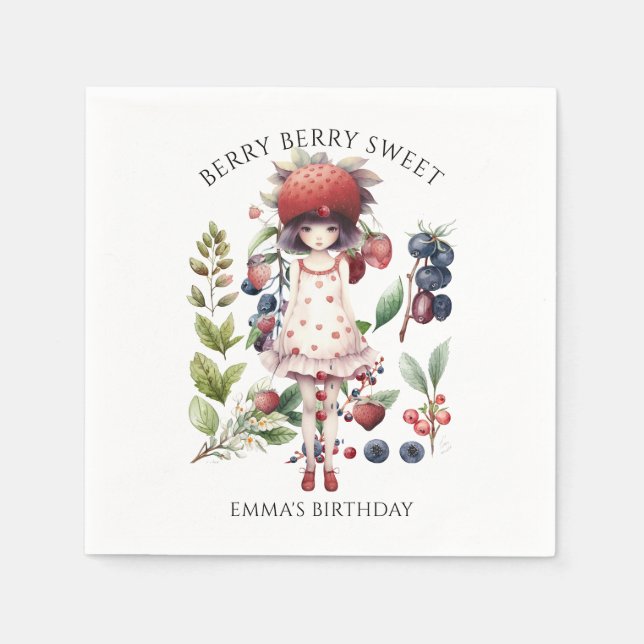 Berry Sweet Girls Geburtstagsparty Serviette (Vorderseite)