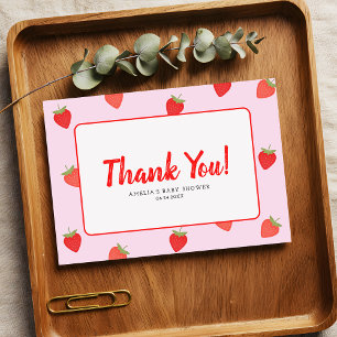Berry Sweet Girly Strawberry Baby Shower Dankeskarte