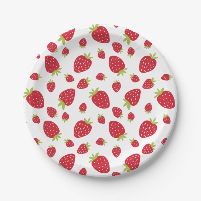 Berry Sweet Niedlich Strawberry Pattern Kindergebu Pappteller (Vorderseite)