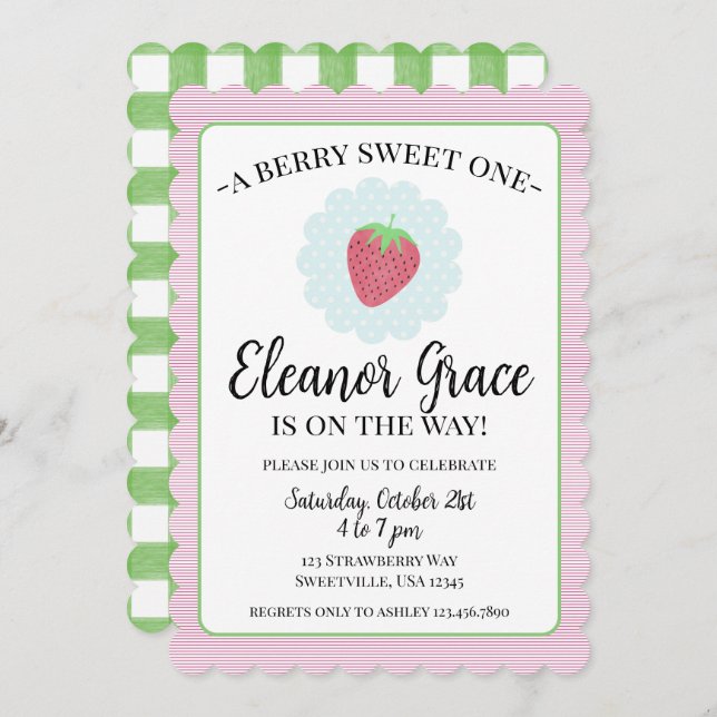Berry Sweet One Baby Dusche Einladung (Vorne/Hinten)