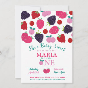 Berry Sweet One Birthday Girls Frucht Einladung
