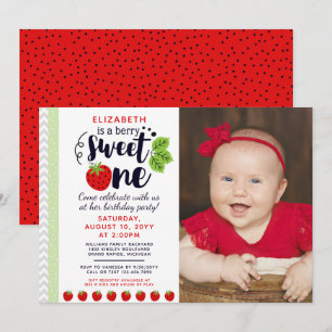 Berry Sweet ONE Erdbeere Baby Erster Geburtstag Einladung