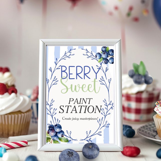 Berry Sweet Paint Station Blueberry Sign Einladung (Berry Sweet Paint Station blueberry Sign)