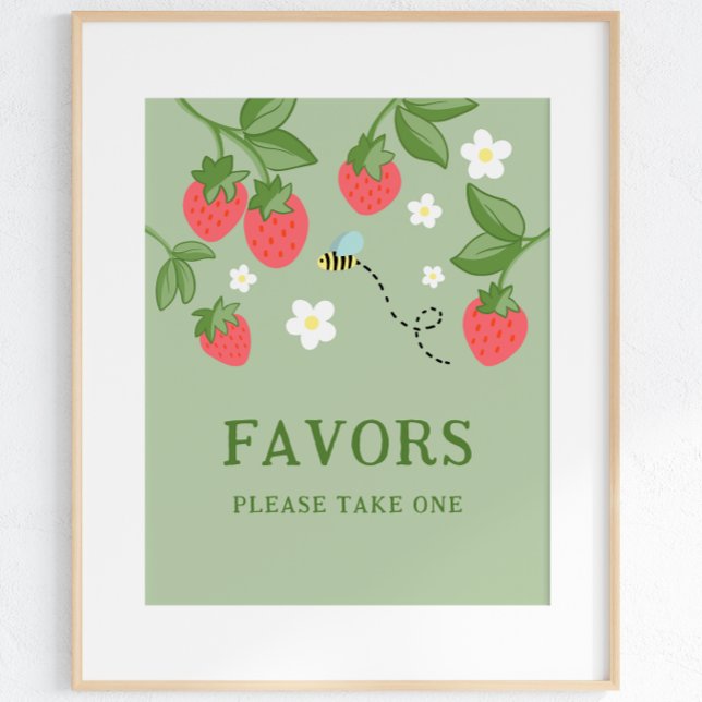 Berry Sweet Party Favor Strawberry Birthday Sign Poster (Von Creator hochgeladen)