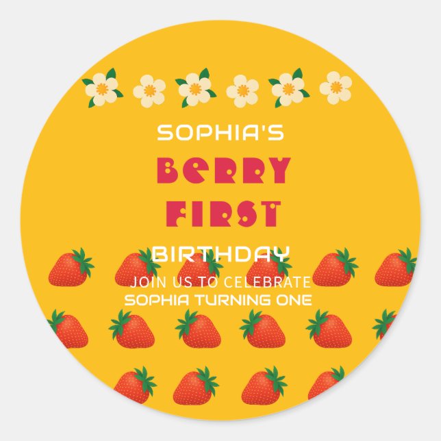 Berry Sweet Party Runder Aufkleber (Vorderseite)