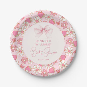 Berry Sweet Pink Bow Baby Girl Dusche Pappteller