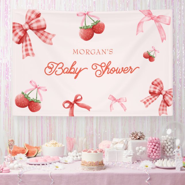 Berry Sweet Pink Coquette Babydusche Banner (Party)