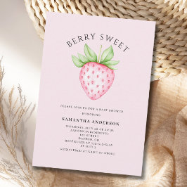 Berry Sweet Pink Erdbeermädchen-Baby-Party Einladung