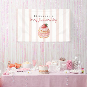Berry Sweet Pink Erster Geburtstag Banner