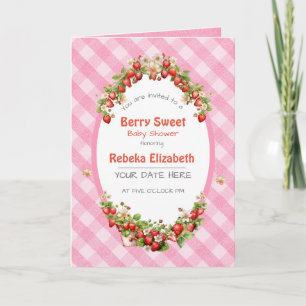 Berry Sweet Pink Gingham Baby Shower Einladung