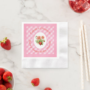 Berry Sweet Pink Gingham Duwer Serviette