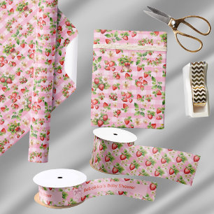 Berry Sweet Pink Gingham Wrapping Paper Geschenkpapier