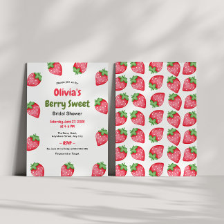 Berry Sweet Pink Red Strawberry Brautparty Einladung