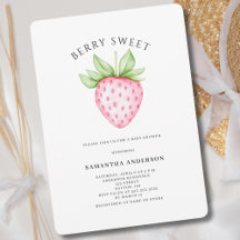 Berry Sweet Pink Strawberry Watercolor Babydusche