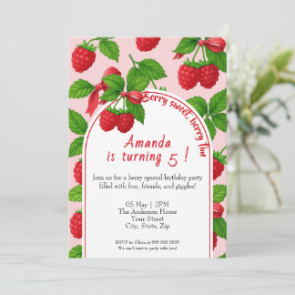 Berry Sweet Raspberry Kindergeburtstag Einladung