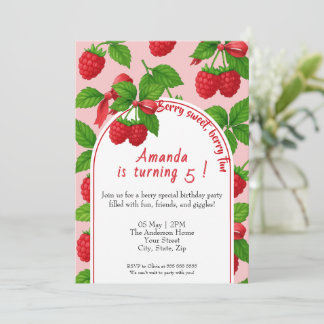 Berry Sweet Raspberry Kindergeburtstag Einladung