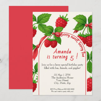 Berry Sweet Raspberry Kindergeburtstag Einladung