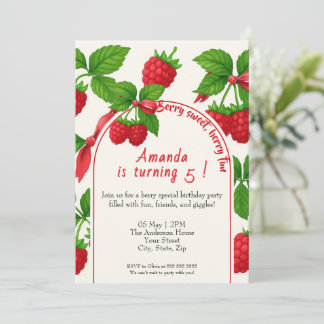 Berry Sweet Raspberry Kindergeburtstag Einladung