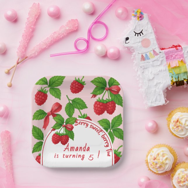 Berry Sweet Raspberry Kindergeburtstag Party - Pappteller (Party)