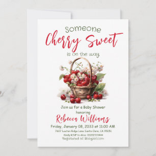 Berry Sweet Red Girl Cherry Baby Shower Einladung