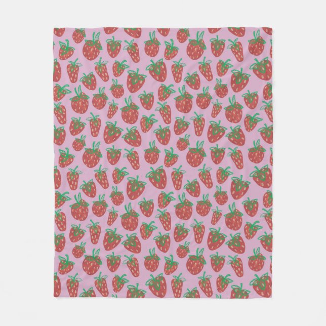 Berry Sweet Red Strawberries Fleece Blanket (Vorderseite)