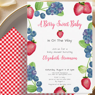 Berry Sweet Rote und Blaue Babyparty-Einladung Einladung