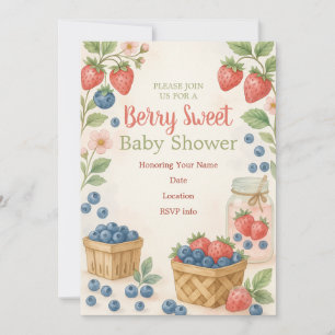 Berry Sweet Rustic Design Baby Dusche Einladung