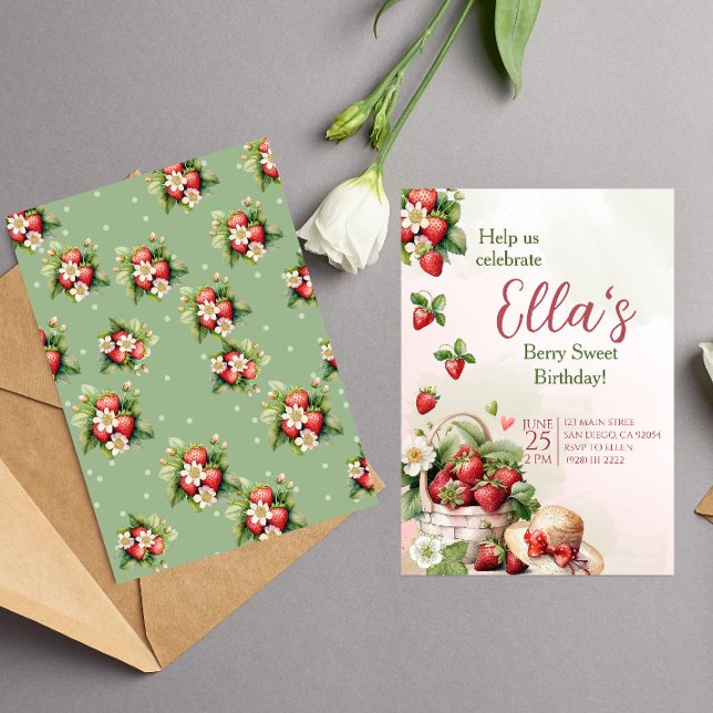 Berry Sweet Sommer Erdbeere Geburtstag Einladung (Von Creator hochgeladen)
