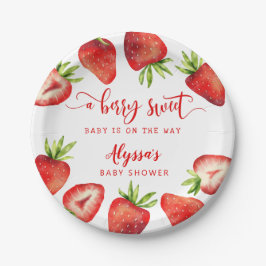 Berry Sweet Strawberries Girl Baby Dusche Pappteller
