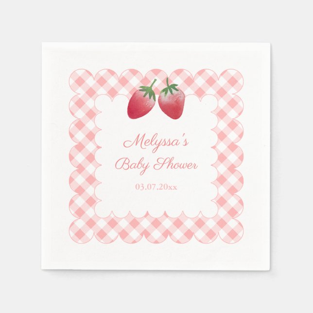 Berry Sweet Strawberries Thema Kinderdusche Party Serviette (Vorderseite)