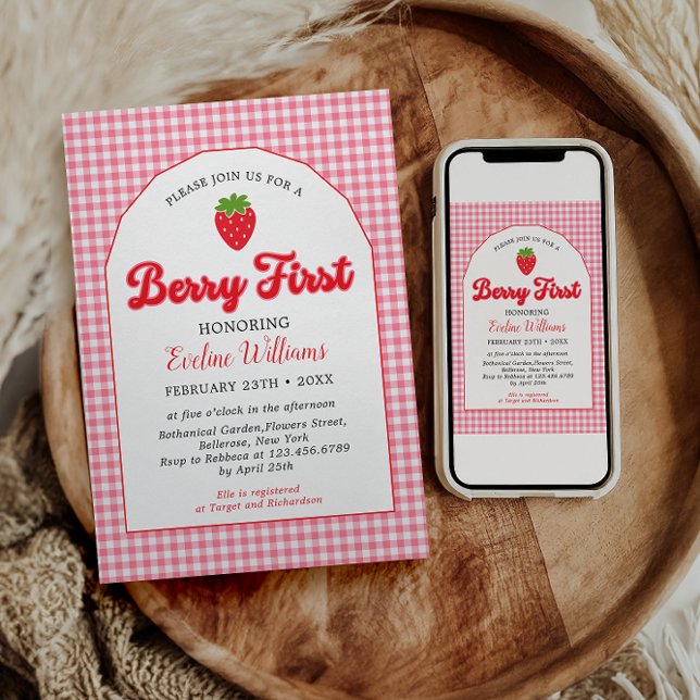 Berry Sweet Strawberry 1. Geburtstag Party Einladung (Von Creator hochgeladen)