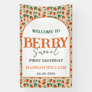 Berry Sweet Strawberry 1. Geburtstagsfeier Banner