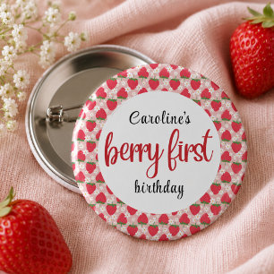 Berry Sweet Strawberry 1. Geburtstagsfeier Button