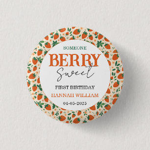 Berry Sweet Strawberry 1. Geburtstagsfeier Button