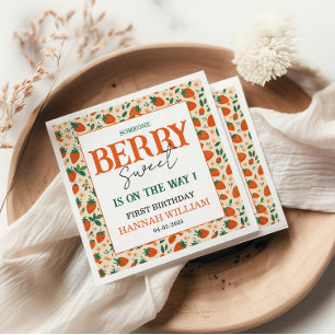 Berry Sweet Strawberry 1. Geburtstagsfeier Serviette