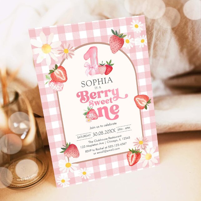 Berry Sweet Strawberry 1st Birthday Invitation Einladung (Von Creator hochgeladen)