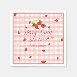 Berry Sweet Strawberry 1st Birthday Party Serviette