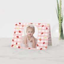 Berry Sweet Strawberry 1st Birthday Photo Folded H