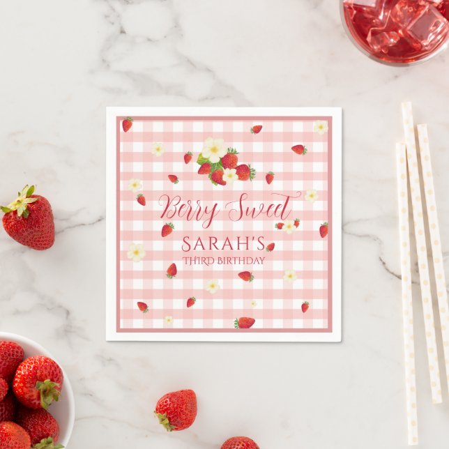 Berry Sweet Strawberry 3. Geburtstagsfeier Serviette (Beispiel)