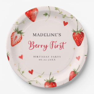 Berry Sweet Strawberry Arch Sommer 1. Geburtstag Pappteller