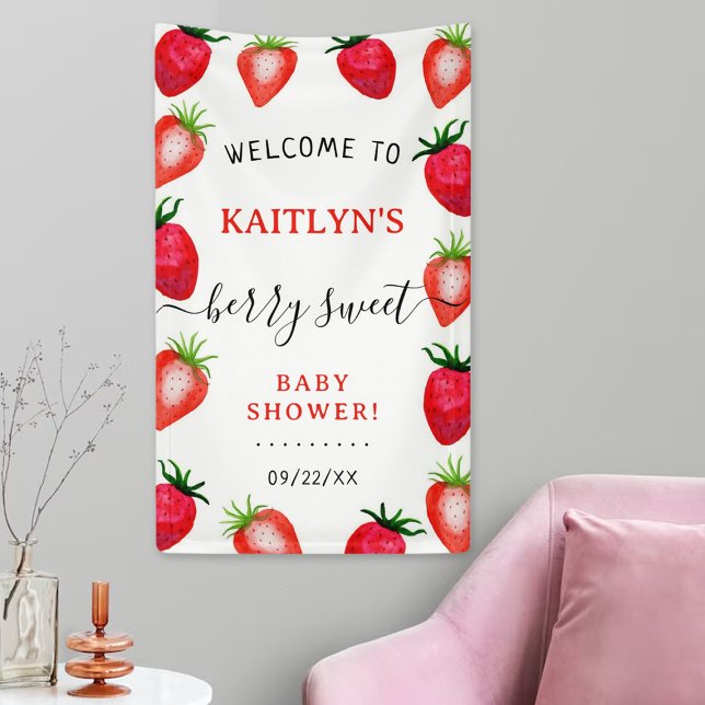 Berry Sweet Strawberry Baby Dusche Willkommen Banner (Von Creator hochgeladen)