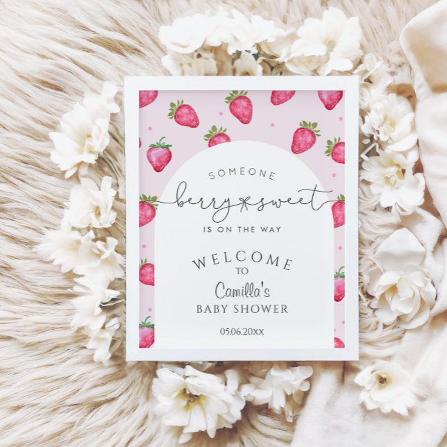 Berry Sweet Strawberry Baby Dusche Willkommen Poster (Von Creator hochgeladen)