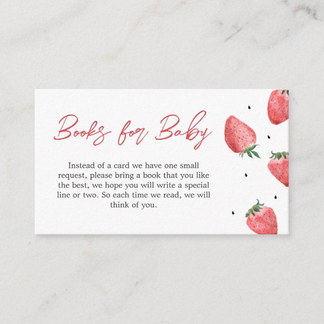 Berry Sweet Strawberry Baby Showbücher für Baby Begleitkarte (Vorderseite)