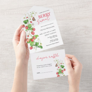 Berry Sweet Strawberry Baby Shower All In One Einladung