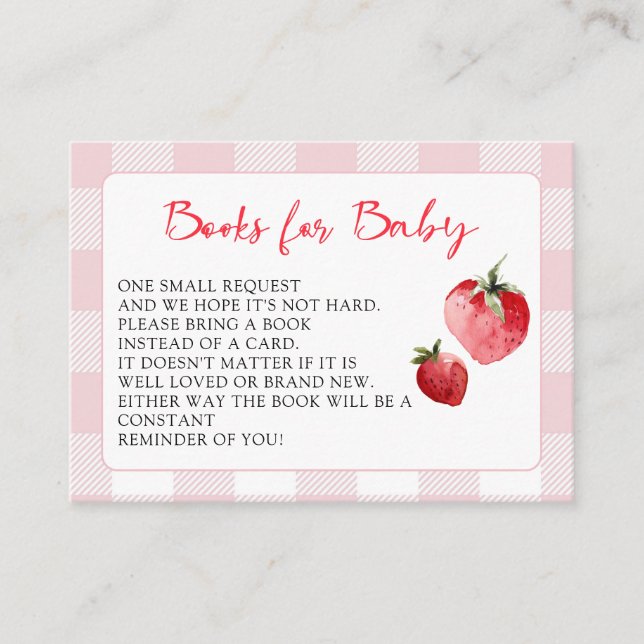 Berry Sweet Strawberry Baby Shower Book Request Begleitkarte (Vorderseite)