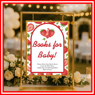 Berry Sweet Strawberry Baby Shower Bücher fürs Bab Poster