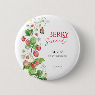 Berry Sweet Strawberry Baby Shower Button